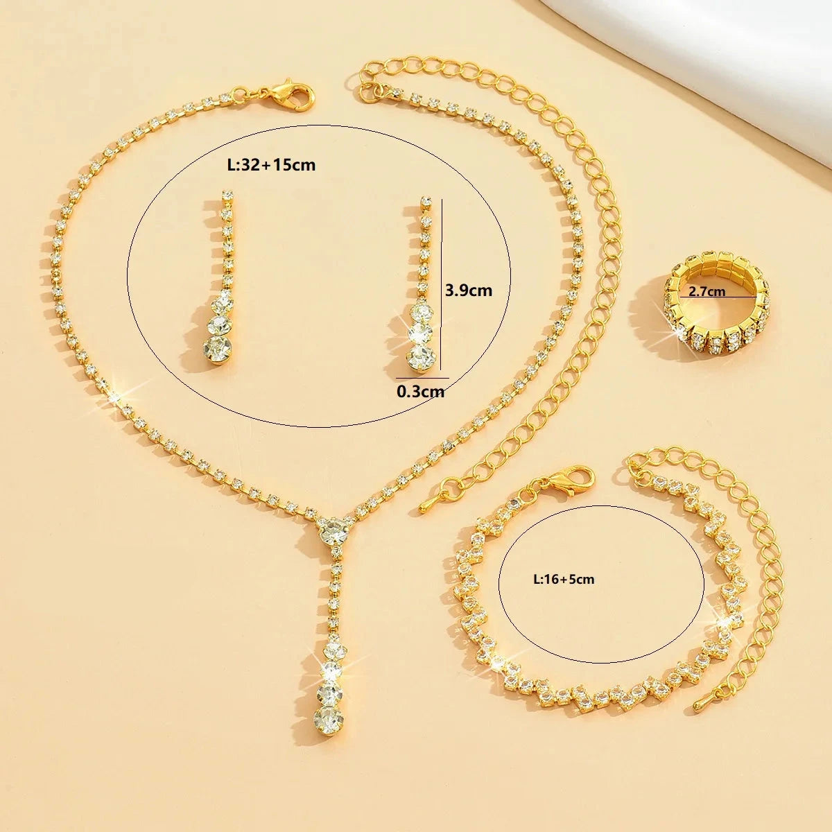 Conjunto de 4 joyas de strass 