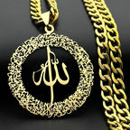 Collar de eslabones anchos con colgante Allah árabe islam musulmán oro