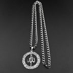 Collar de eslabones anchos con colgante Allah árabe islam musulmán plata