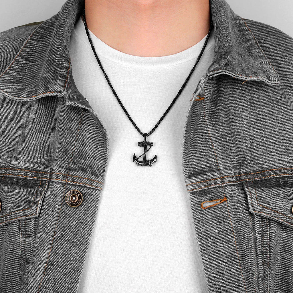 Collar ancla hombre negro