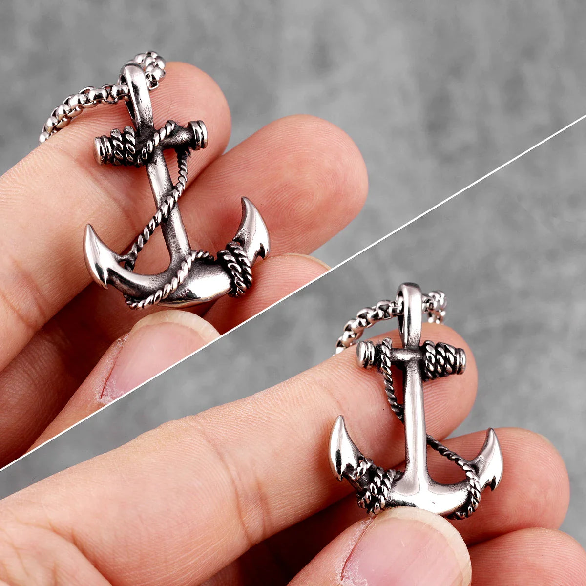 Collar ancla hombre plata