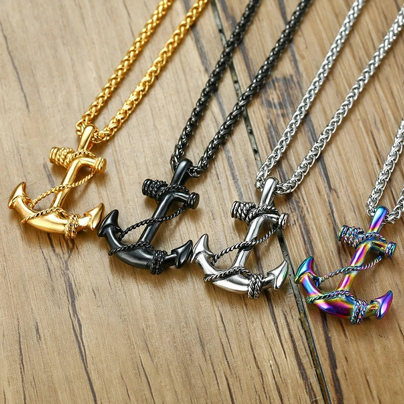 Collar ancla hombre oro