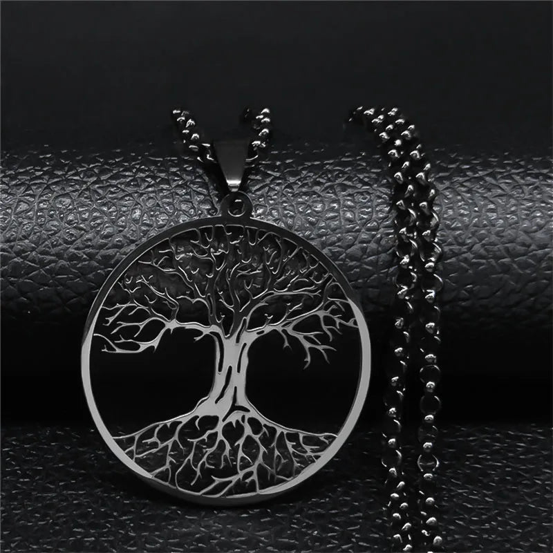 Collar Árbol de la Vida Colgante de Acero Templado