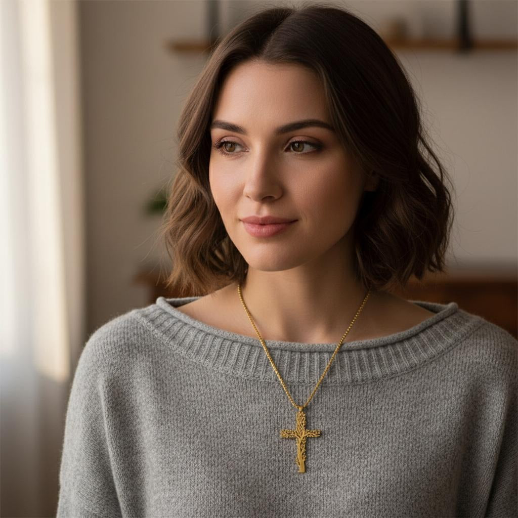 Collar Colgante Cruz Árbol de la Vida