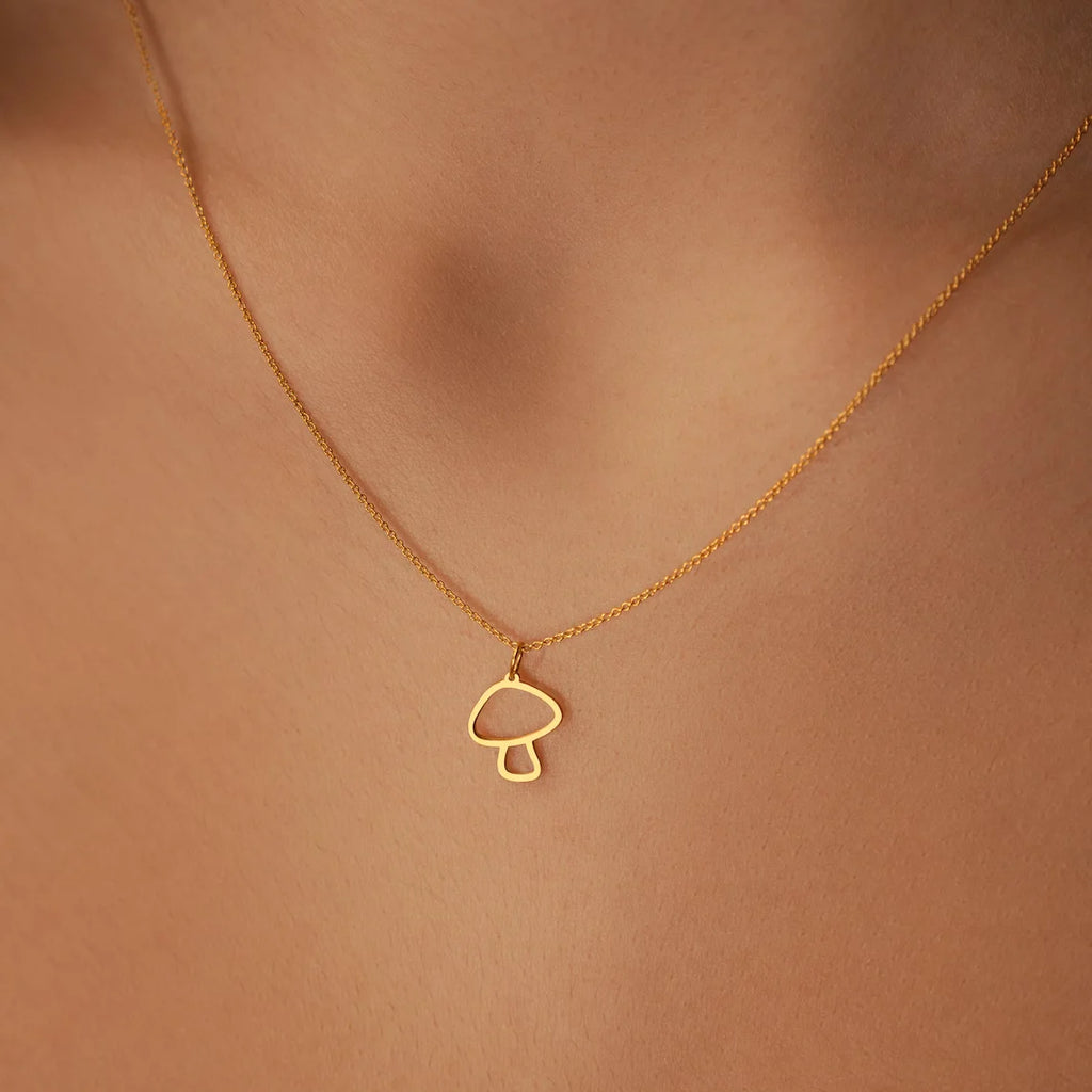 Collar con Colgante Fino de Champiñón en oro rosa