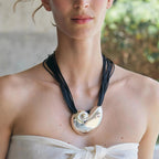 Collar con Gran Colgante de Concha de Caracol plata