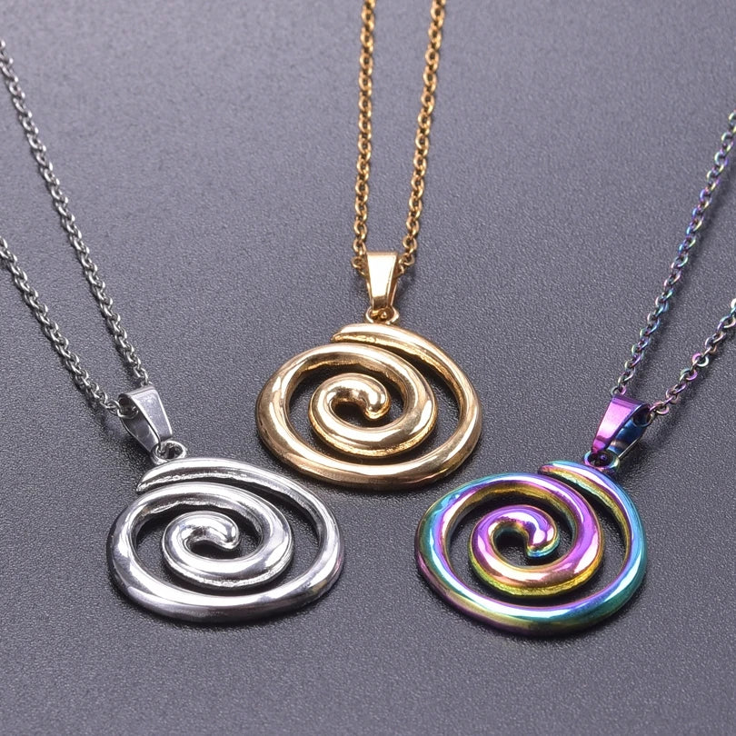 Collar con gran colgante espiral calada plata