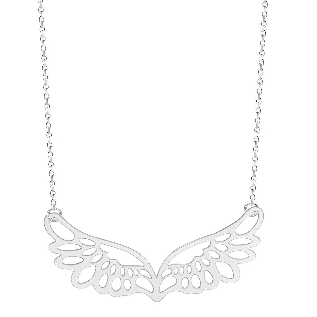 Collar con gran colgante alas de ángel plata