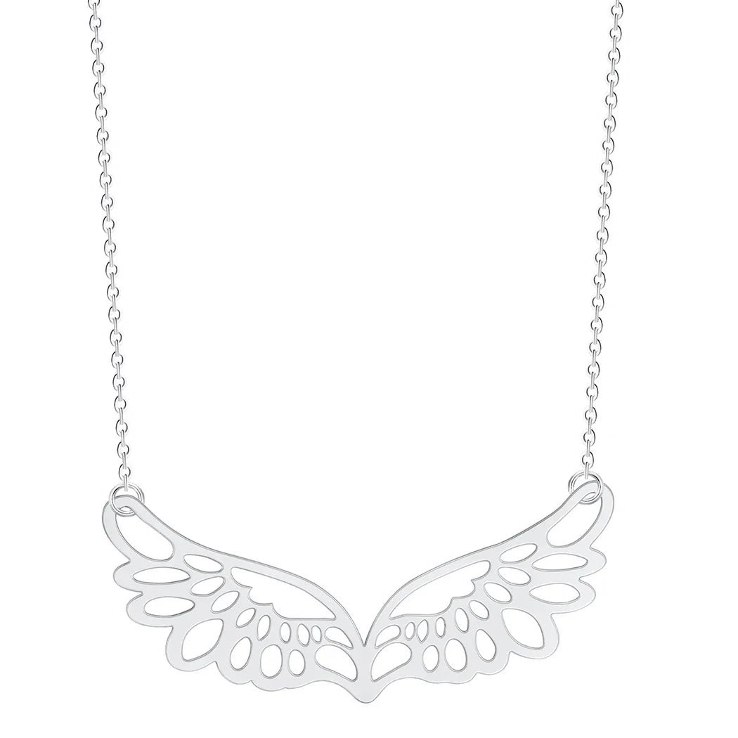 Collar con gran colgante alas de ángel plata