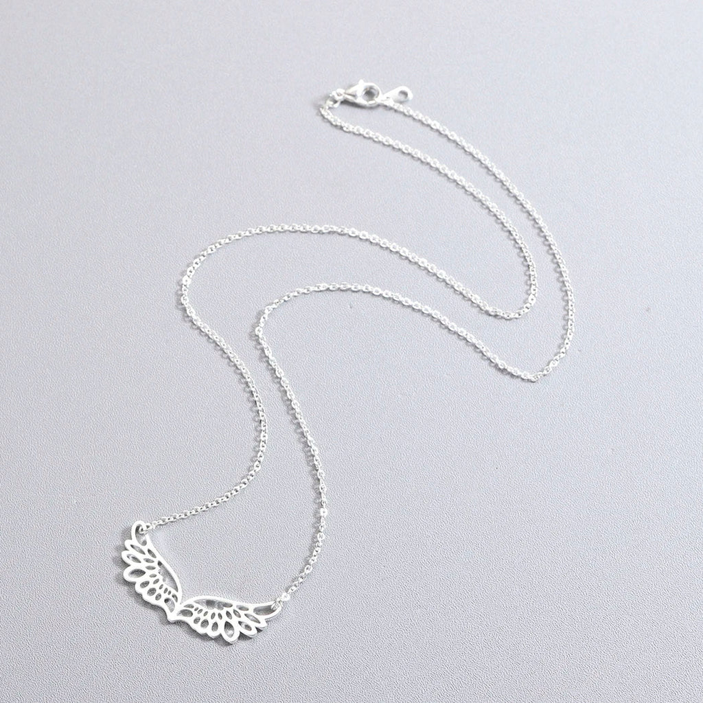 Collar con gran colgante alas de ángel plata