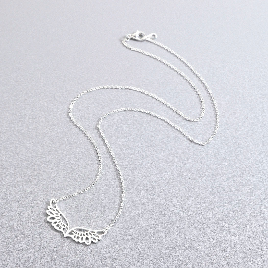 Collar con gran colgante alas de ángel plata