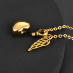 Collar para urna con colgante de alas de ángel y corazón