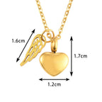 Collar para urna con colgante de alas de ángel y corazón