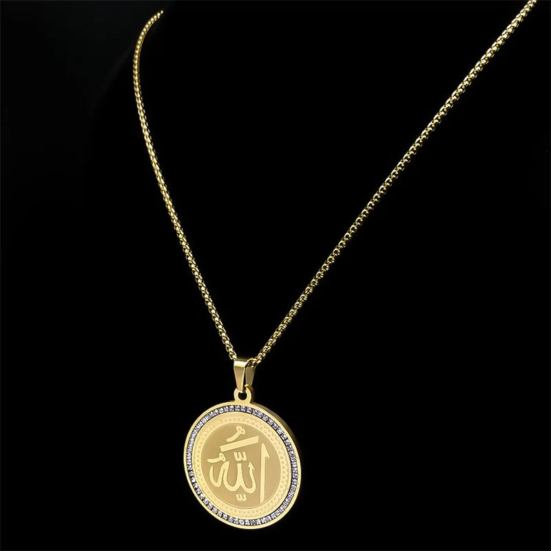 Collar con colgante amuleto Allah árabe islam musulmán oro