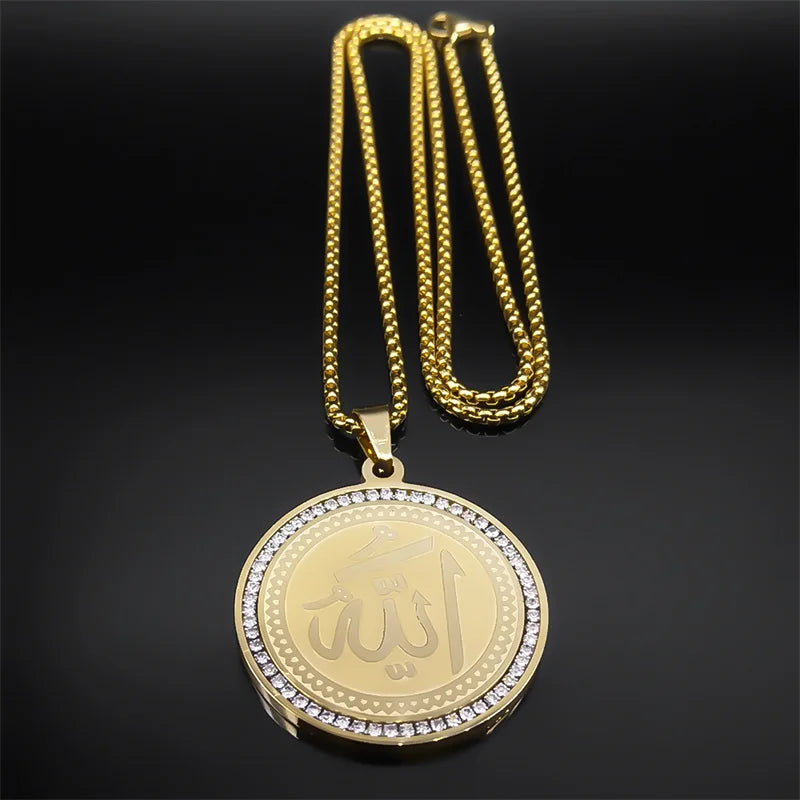 Collar con colgante amuleto Allah árabe islam musulmán oro