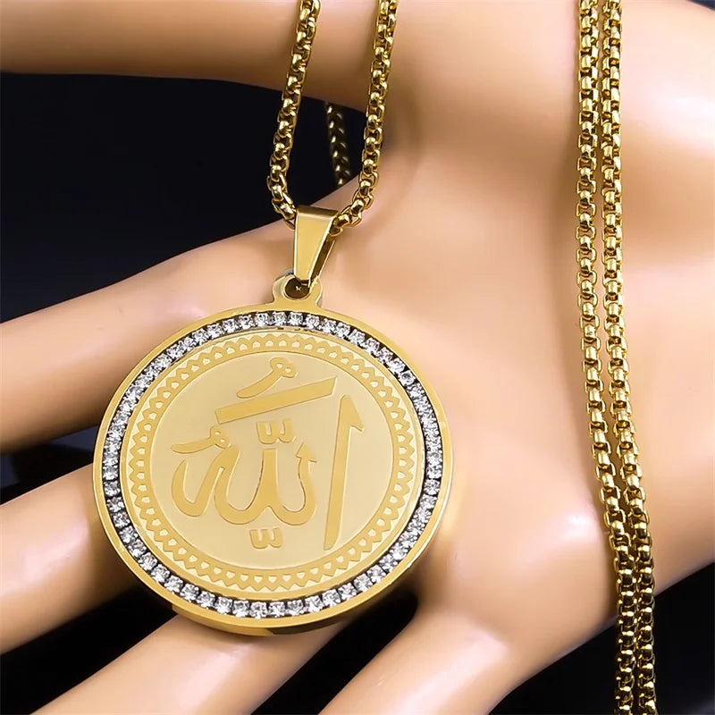 Collar con colgante amuleto Allah árabe islam musulmán oro