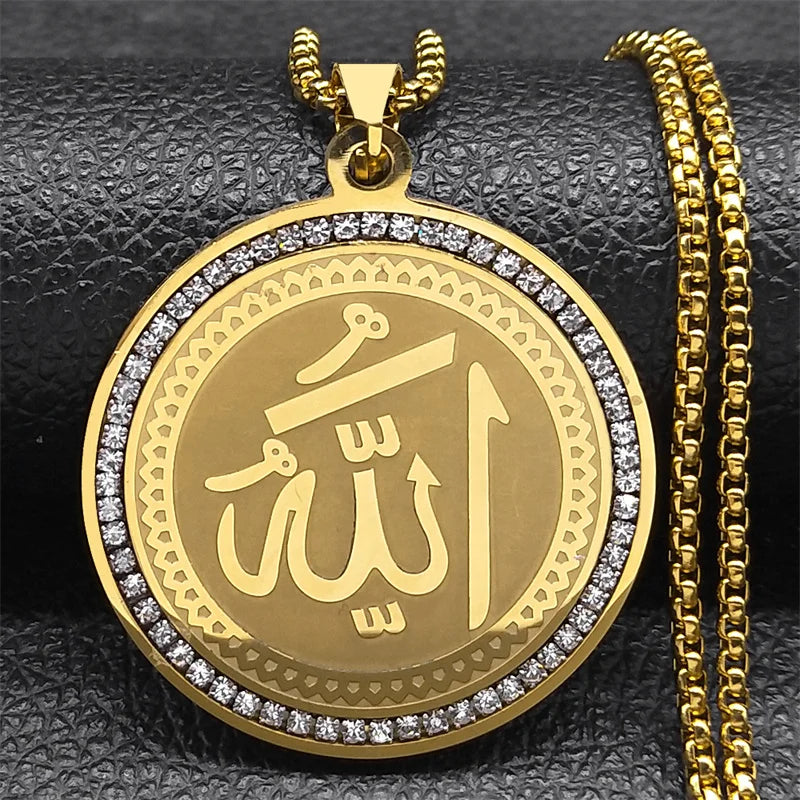 Collar con colgante amuleto Allah árabe islam musulmán oro