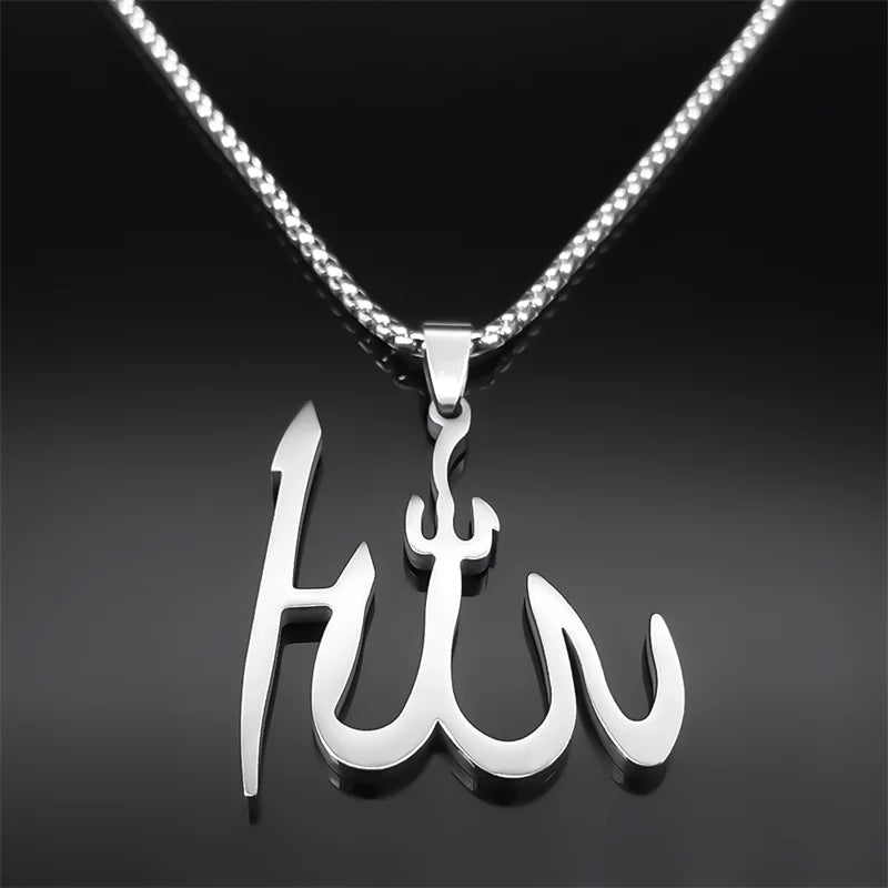 Collar con colgante Allah árabe islam musulmán plata 50 cm
