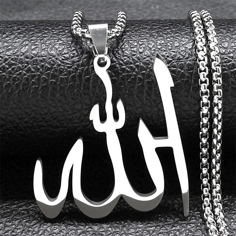 Collar con colgante Allah árabe islam musulmán plata 50 cm