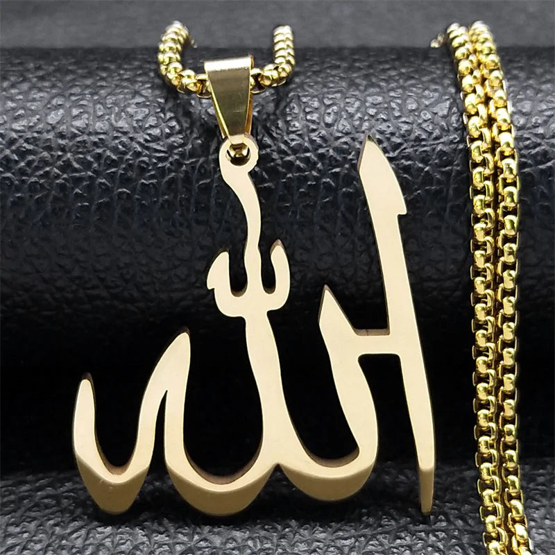 Collar con colgante Allah árabe islam musulmán oro 60 cm