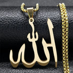 Collar con colgante Allah árabe islam musulmán oro 60 cm