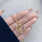 Collar con colgante de Árbol de la Vida con circonita multicolor