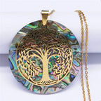 Collar con colgante árbol de la vida de resina efecto nácar 