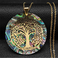 Collar con colgante árbol de la vida de resina efecto nácar 