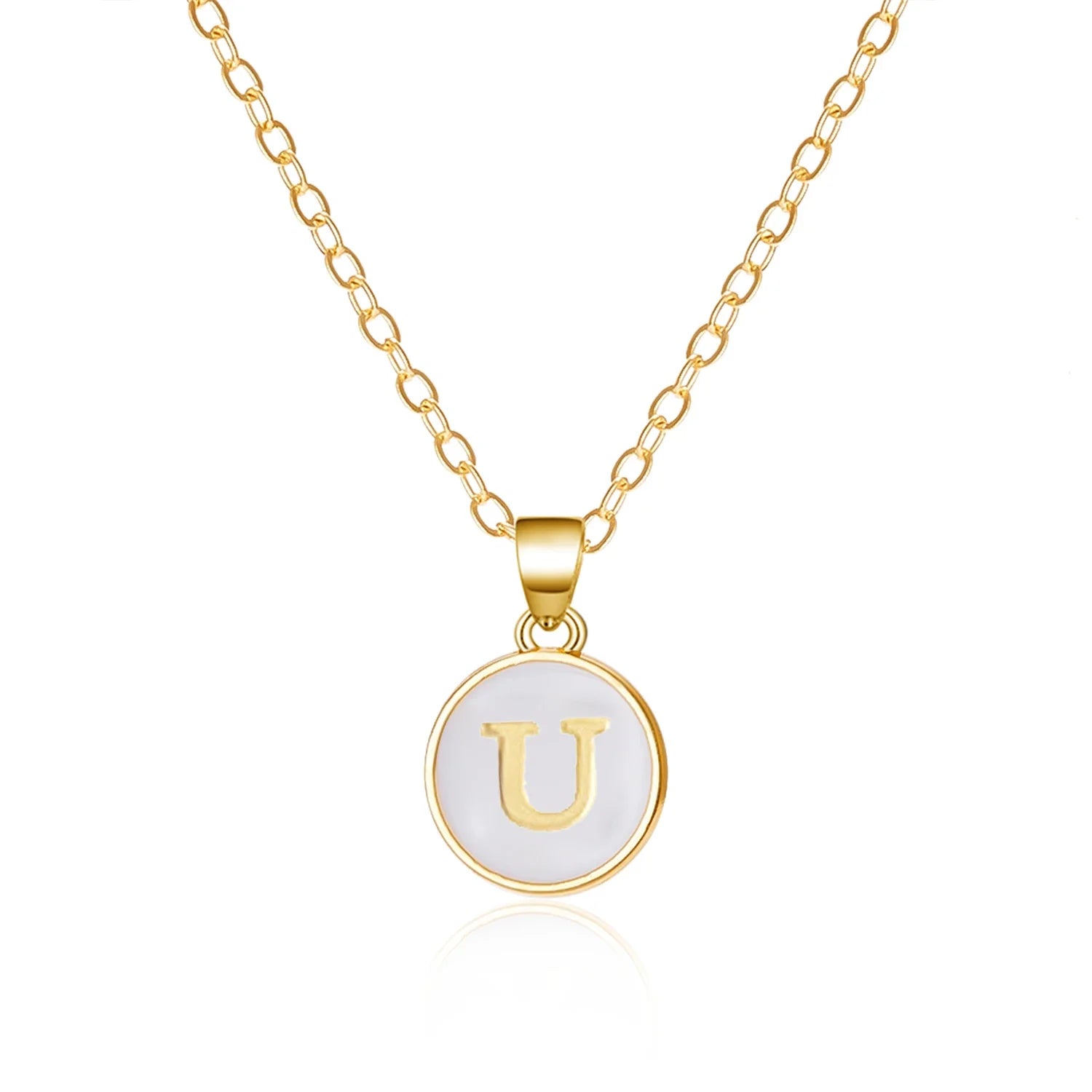 Collar con colgante blanco inicial u