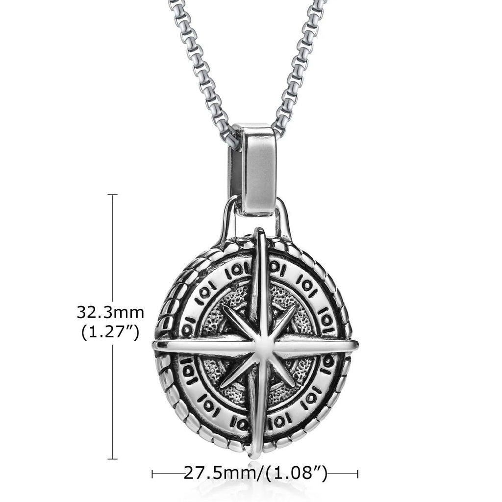 Collar con Colgante Brújula Rosa de los Vientos para Hombre