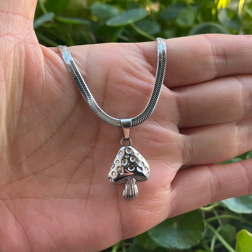 Collar con Colgante de Champiñón plata