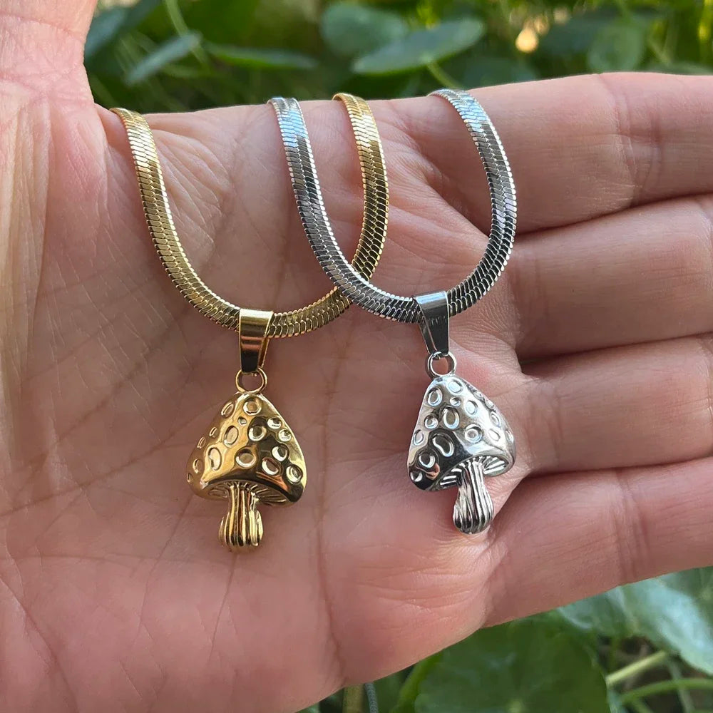 Collar con Colgante de Champiñón plata