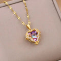 Collar con colgante de corazón de cristal dorado