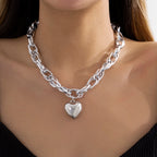 Collar con colgante de corazón urbano chic de plata