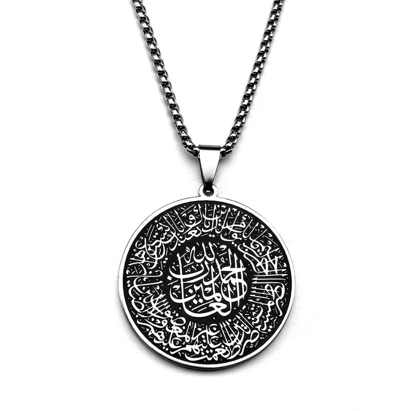 Collar con colgante del Corán árabe islámico musulmán plata