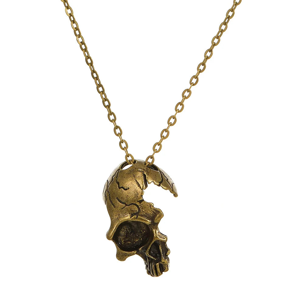 Collar con Colgante de Calavera Cabeza de Muerte bronce