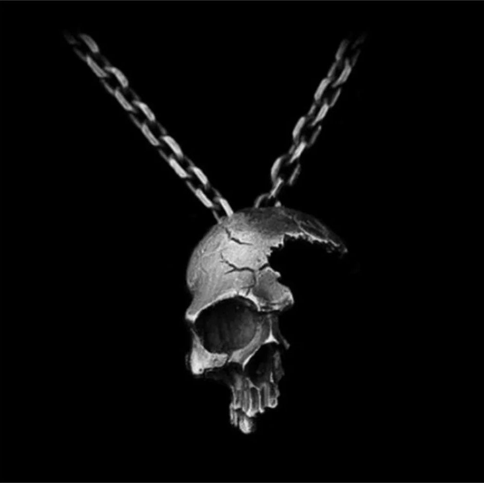 Collar con Colgante de Calavera Cabeza de Muerte plata