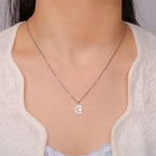 Collar con colgante islámico de media luna y mano de Fátima árabe en plata