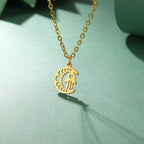 Collar con colgante islámico de media luna y mano de Fátima árabe en oro