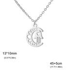 Collar con colgante islámico de media luna y mano de Fátima árabe en plata