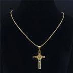 Necklace with multicolored Saint Benedict cross pendant 