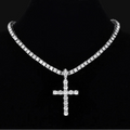 Collar con colgante de cruz brillo plateado o dorado plata