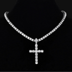 Collar con colgante de cruz brillo plateado o dorado plata