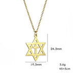 Collar con colgante de cruz y la <span data-glossary-id="étoile de David">estrella de David</span>, símbolos judíos ortodoxos