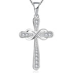 Necklace with intertwined cross and infinity symbol pendant