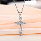 Necklace with intertwined cross and infinity symbol pendant