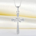 Necklace with intertwined cross and infinity symbol pendant