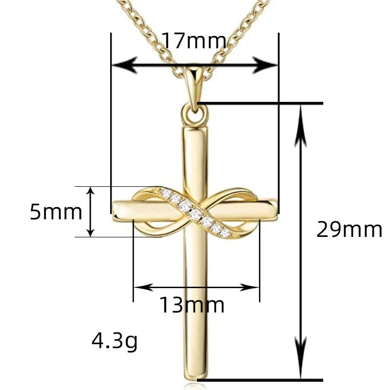 Colier cu pandantiv cruce infinit ornamentat cu cristale