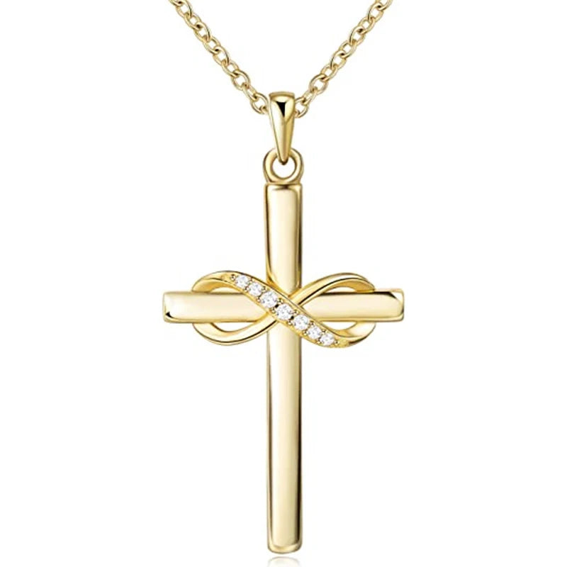 Colier cu pandantiv cruce infinit ornamentat cu cristale