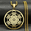 Collar con Colgante Cubo de Metatrón dorado